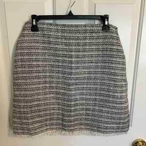Loft Classic Black and White Tweed Skirt with Frill Detail Size 12P